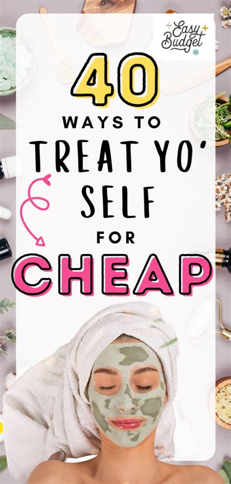 A Woman With A Face Mask On And The Words 40 Ways To Treat Yo Self For