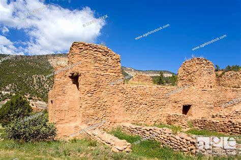 Usa New Mexico Albuquerque Jemez State Monument Pueblo Ruins Stock