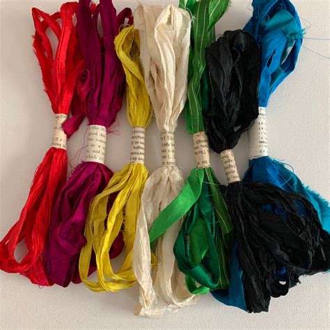 2 Yard Lengths Sari Silk Ribbon Recycled Silk Sari Ribbon Etsy