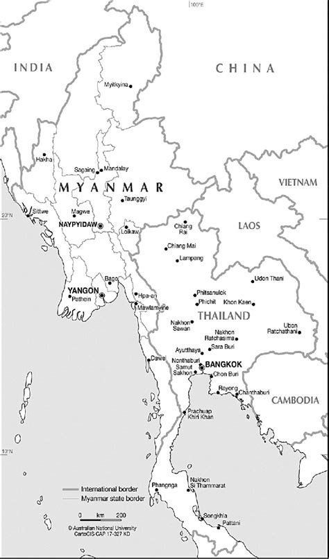With democratic reforms during the 2010s, the country's future is uncertain. Map of Myanmar and Thailand. (Note: Australian National ...