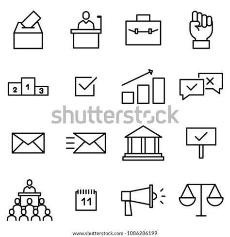 Set Political Line Icons Black Modern Stock Vector Royalty Free