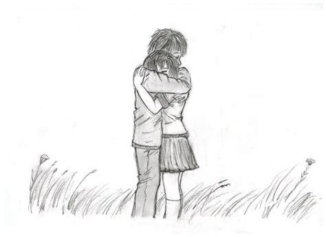 Cute Couple Hugging Drawing At