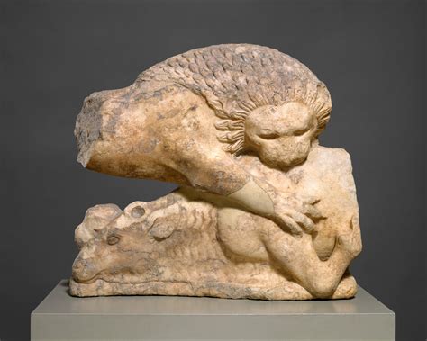 Lion Felling A Bull From A Marble Pediment Greek Attic Archaic