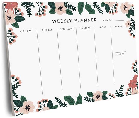 Amazon Com ABLE TIME Weekly Planner Pad Floral Design Undated