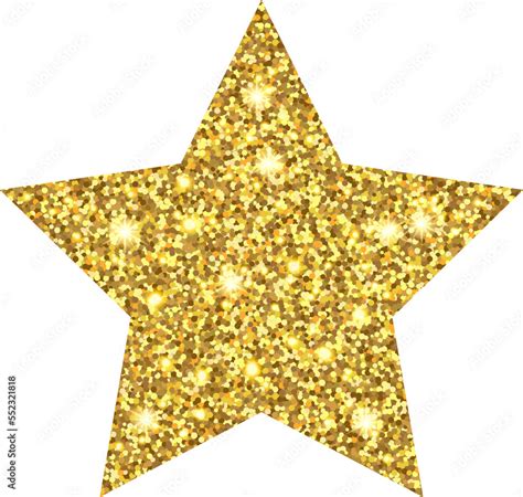 ภาพประกอบสต็อก Gold Glitter Star With Sparkling Light Isolated On