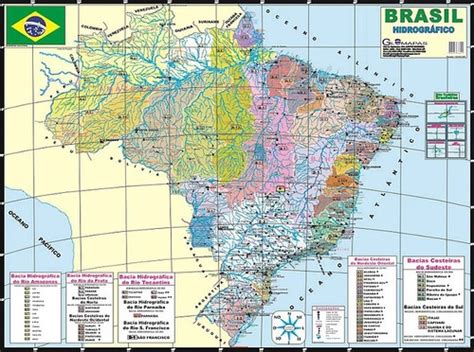 Mapa Do Brasil Hidrográfico Telado Glomapas R 4200 Em Mercado Livre