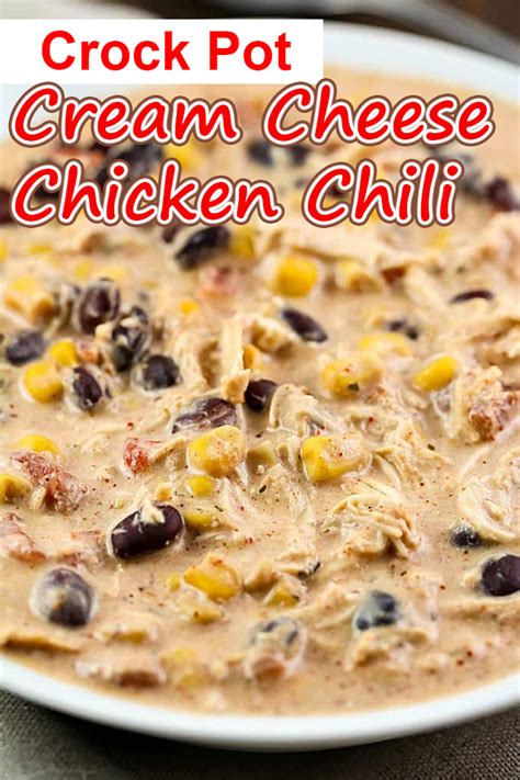 Creamy white chicken chili (crock pot) print recipe. Crock Pot Cream Cheese Chicken Chili Recipe - Reserveamana