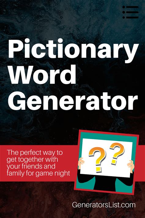Pictionary Word Generator Generators List