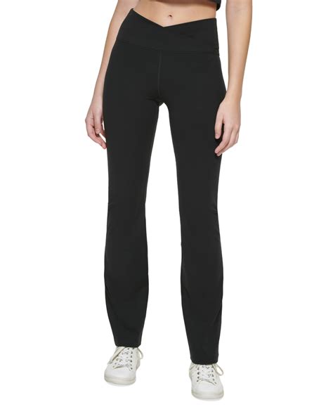 calvin klein performance women s crossover waist flare leggings in black modesens