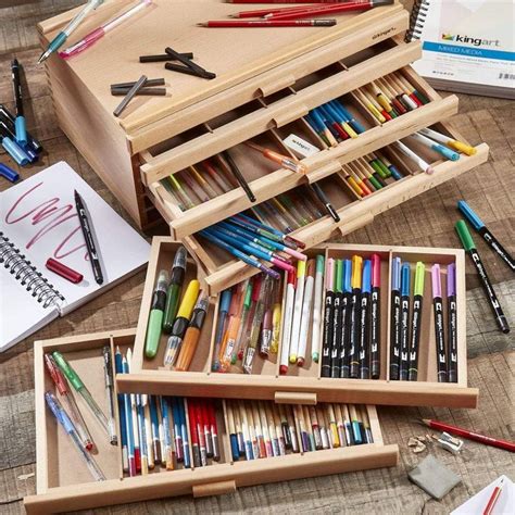 Kingart Wooden Artist Storage Box 6 Drawer Designed Storage For Art