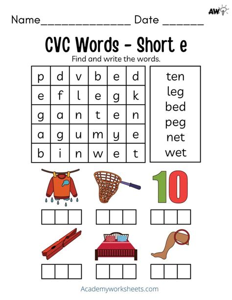 Short E Phonics Worksheets Cvc Academy Worksheets