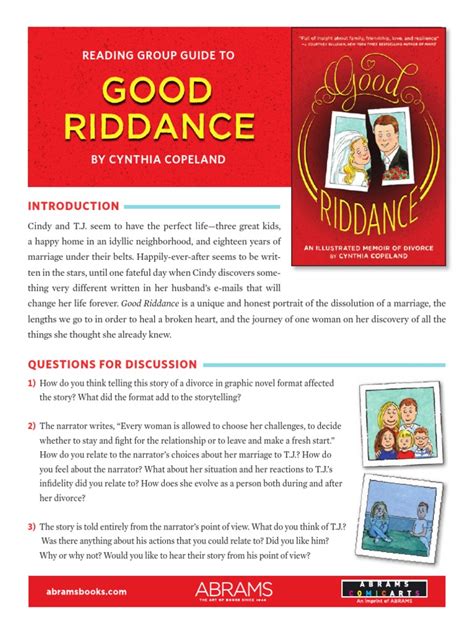 Good Riddance Reading Group Guide Pdf Narration Divorce