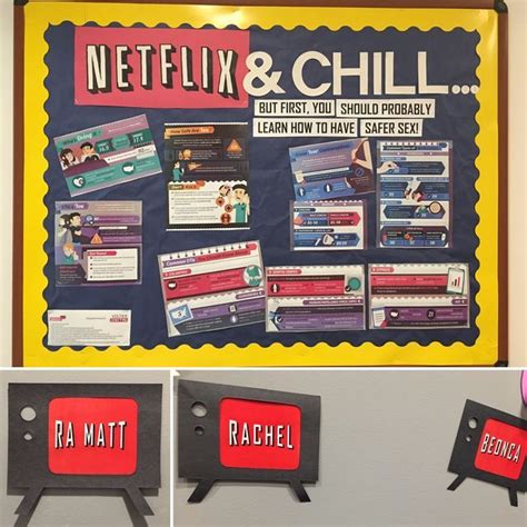 Netflix And Chill Safe Sex Bulletin Board And Door Decs Ra Bulletin Boards Work Bulletin Boards