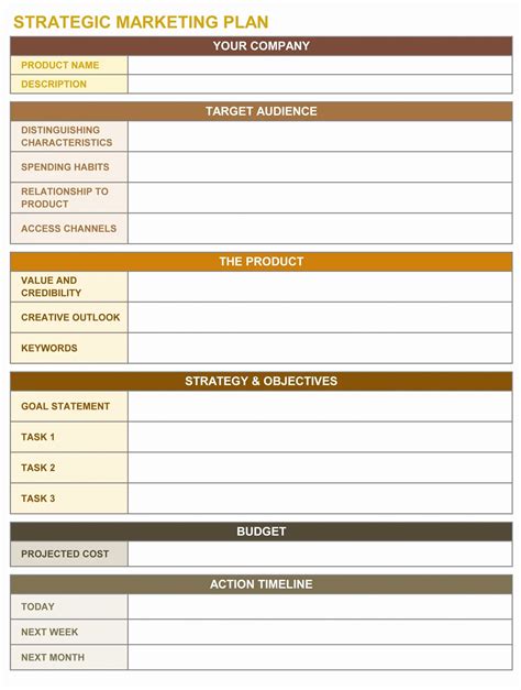 Marketing Action Plan Template Excel Elegant Strategic Marketing Plan