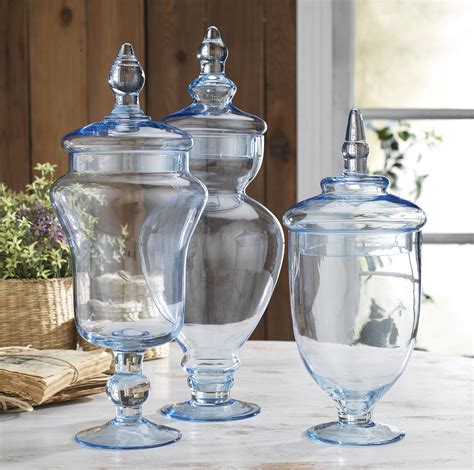 Classic Home Glass Blue Apothecary Jars Wedding Candy Buffet Containers Set Of 775391400066 Ebay