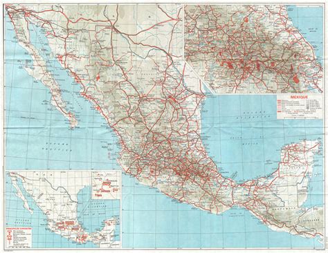 Mexico Showing Roads And Railways 1968 Old Vintage Map Plan Chart