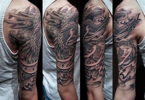 A phoenix embodies immortality and belief in eternal life. Half sleeve phoenix tattoo - Chronic Ink