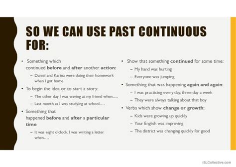 Past Continuous Grammar Guide English Esl Powerpoints