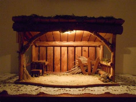 Stable For Nativity Set Stable 14 High X 19 75 Wide Wood Bark Moss