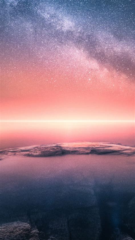 Horizon Sunset Starry Sky Collision Edge 4k Ultra Hd Mobile Wallpaper