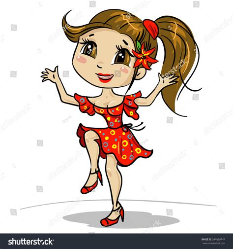 Happy Dancing Girl Cute Dancing Woman Stock Vector