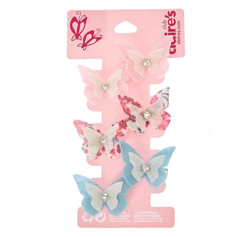 Kids 6 Pack Mini Felt Butterfly Clips Claires Us