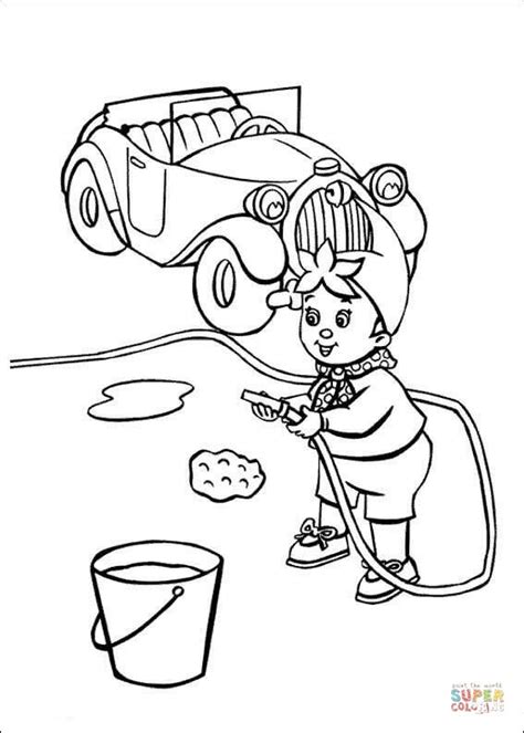 Noddy Washes The Car coloring page | Free Printable Coloring Pages