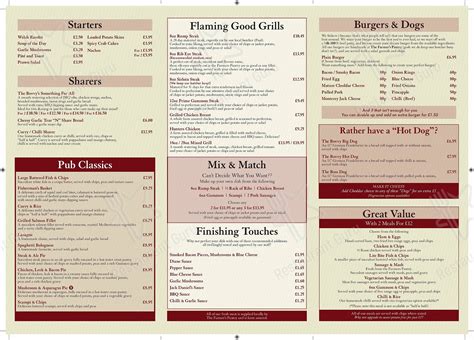 Menu At The Boverton Castle Pub And Bar Llantwit Major