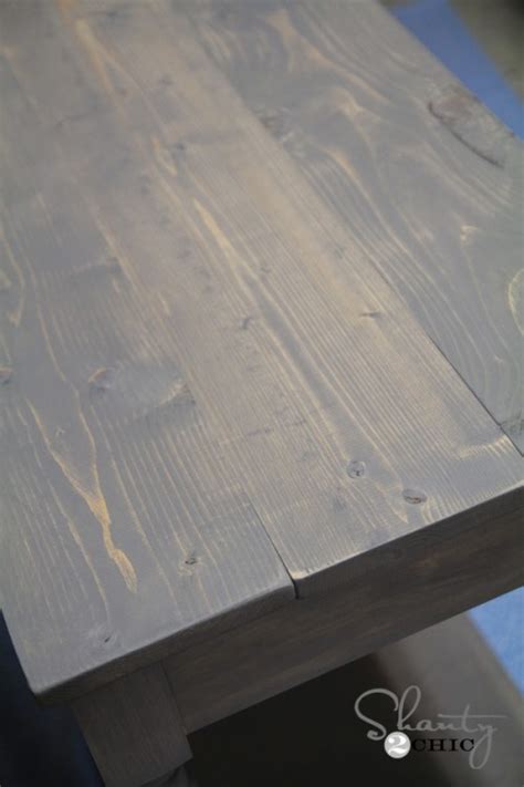 Please tell me the easiest and cheapest way to achieve a gray cabinet with some of the brown tones of the wood coming through, and wood grain. Free Woodworking Plans - DIY Console Table