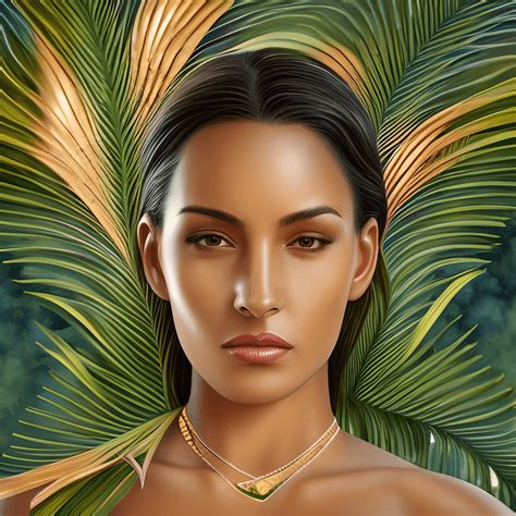 Beautiful Woman With Stunning Olive Skin Tone In Pacific Polynesian Goddess Portrait · Creative