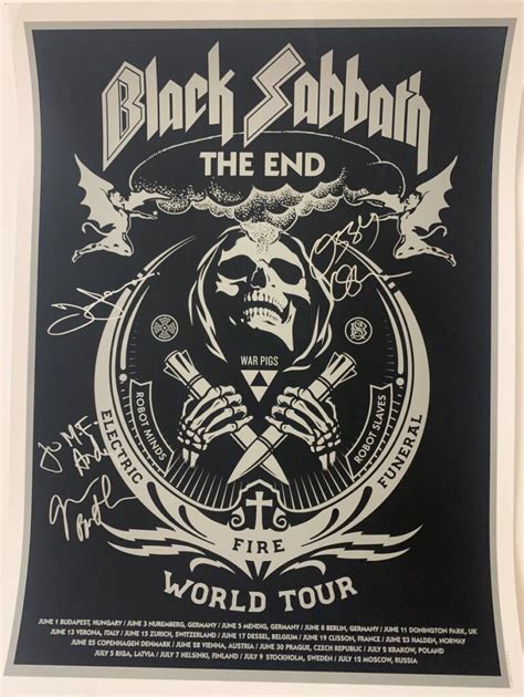 Black Sabbath The End World Tour Poster Personalized And Signed By