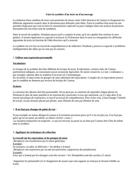 Exemple Note De Synthèse Management  kakrosti