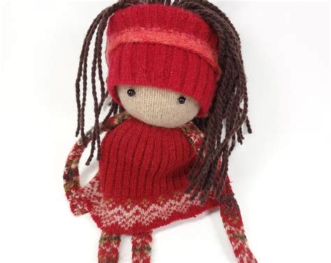 Rag Doll Eco Friendly Toy Brown Hair Upcycled Sweaters Soft Etsy