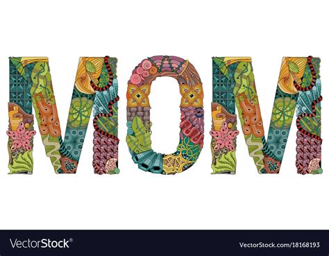 Word Mom Decorative Zentangle Object Royalty Free Vector