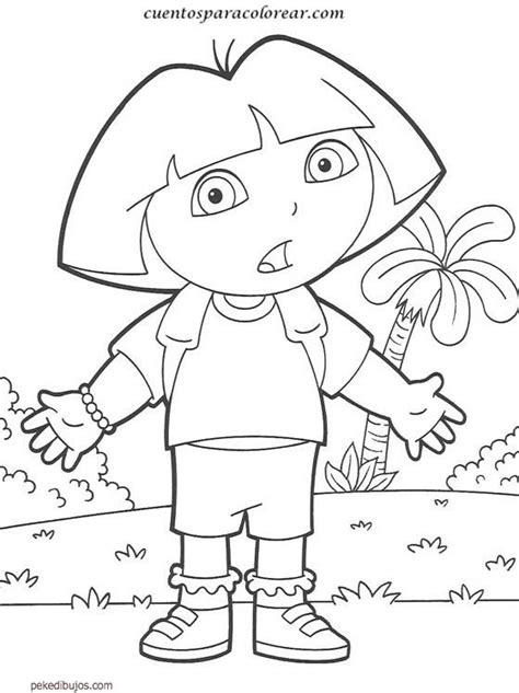 Caratulas para pintar para niños. Dibujos de Dora la Exploradora para colorear