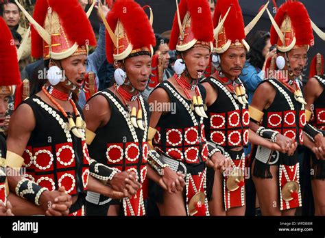 Naga Tribesmen From Yimchunger Tribe Dance On The Hornbill Festival At