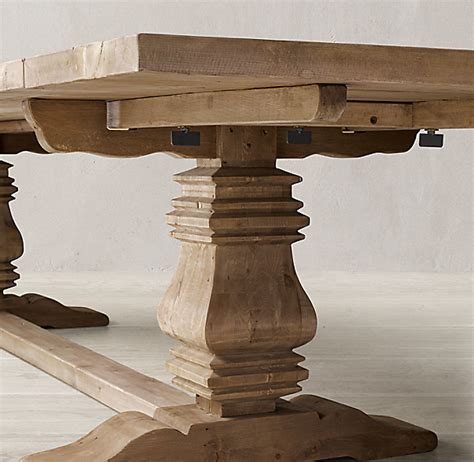 Made in the usa, it has a stainless steel trestle base with four bent, overlapping legs in a radial pattern. Salvaged Wood Trestle Rectangular Extension Dining Table