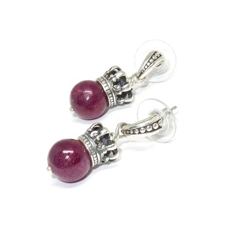 lzr6131-ruby-sterling-silver-crown-earrings-crown-earrings,-silver-crown,-mens-designer-jewelry