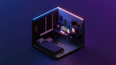 3d Model Isometric Gaming Room 1 Vr Ar Low Poly Cgtrader