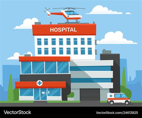 Cartoon Hospital Building Emergency Clinic Vector Image