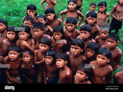 Xavante Indian Boys In São Marcos Mato Grosso Brazil Stock Photo Alamy