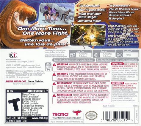 Dead Or Alive Dimensions Boxarts For Nintendo 3ds The Video Games