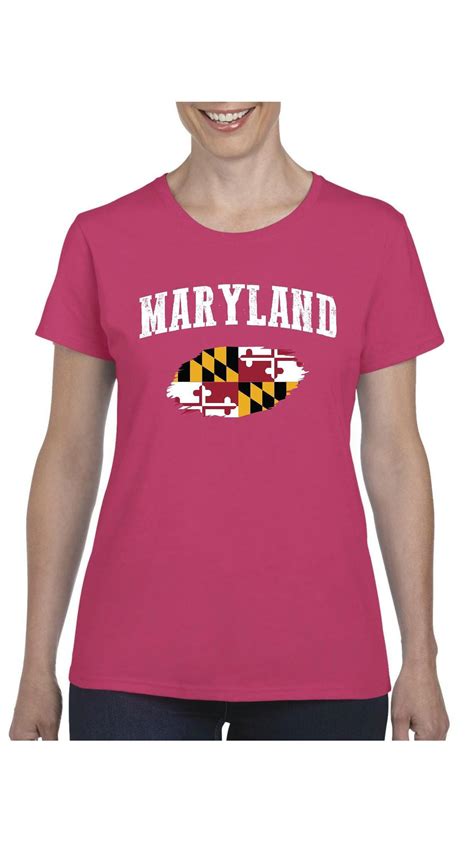 Womens T Shirt Short Sleeve Maryland Flag
