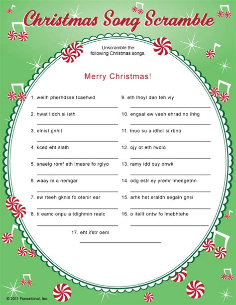 Christmas Carol Word Scramble Free Printable Printable Templates