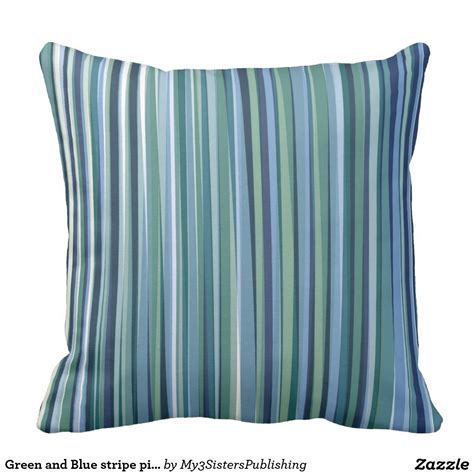 Green And Blue Stripe Pillow Pillow Modern Stripe Pillow