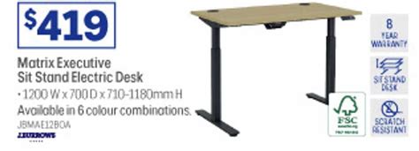 Matrix Executive Sit Stand Electric Desk Jburrows Offer At Officeworks