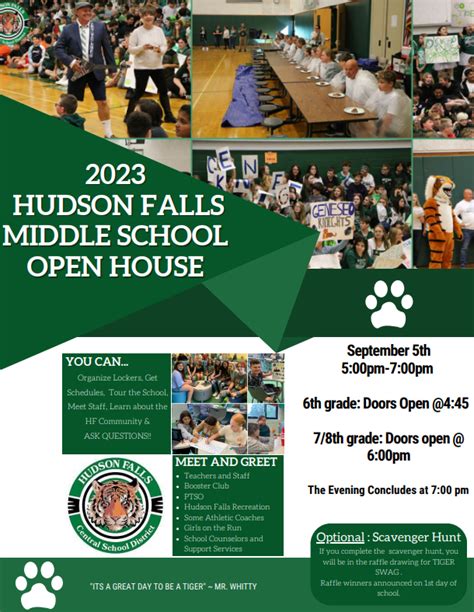 Hudson Falls Middle School Open House Hudson Falls School District