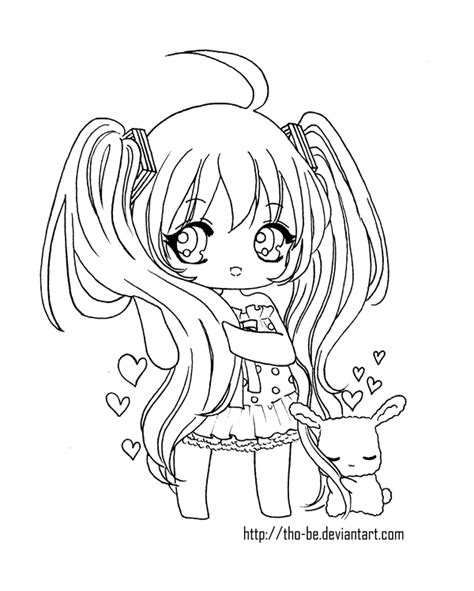 Miku Hatsune Chibi Lineart By Tho Be On Deviantart Puppy Coloring