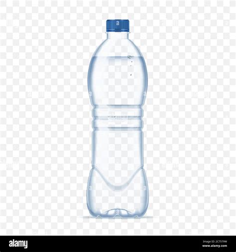 Kunststoff Flasche Mit Mineralwasser Mit Blauen Kappe Auf Transparenten