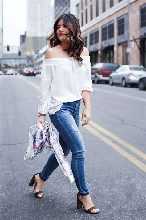 Cant Go Wrong With A White Blouse And Denim Click To Get This Look